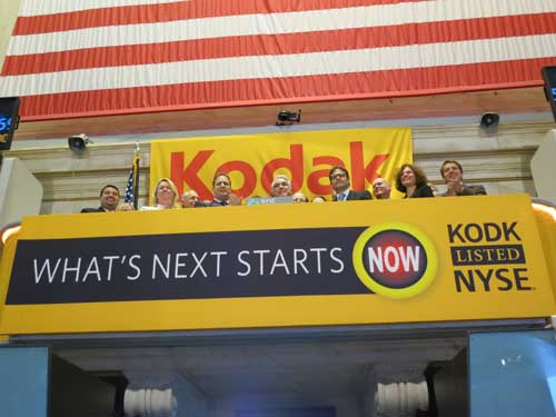 A trading-floor’s-eye view of the bell-ringing ceremony that marked the relisting of Kodak’s common stock at the NYSE
